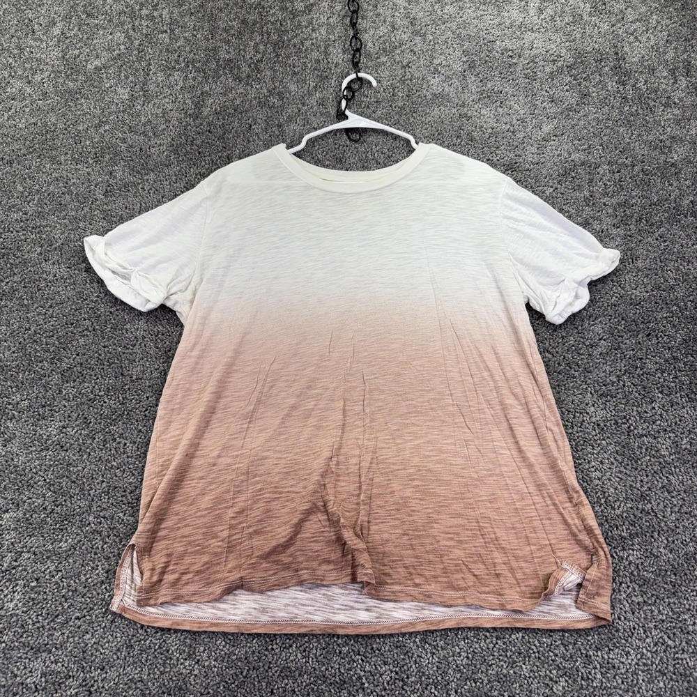 Maurices Shirt Womens M Brown White Ombre Colorblock Tee Summer Casual Gradient